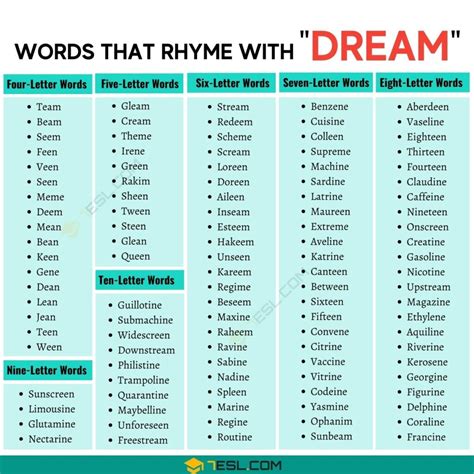 words that rhyme with dreams